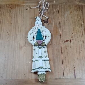 Cynthia Madrid Midwest of Cannon Falls Santa Holding Tree Cream w/ Gold Stars